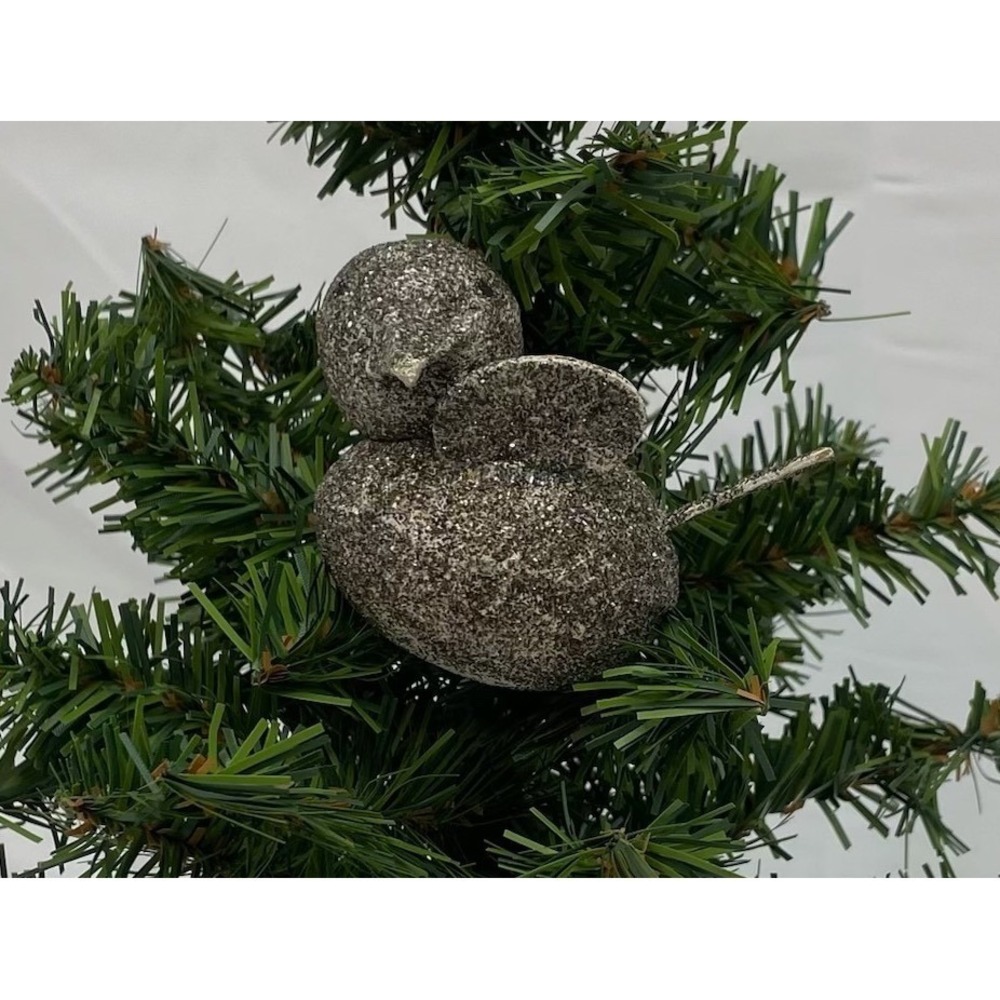 Vintage Japan Flocked Bird Clip On Ornament Spun Cotton Style 1950s
